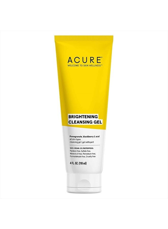 Acure Brightening Cleansing Gel, 100% Vegan for A Brighter Appearance, Pomegranate, Blackberry & Acai, Antioxidant, Rich & Super Gentle, All Skin Types, Superfruit + Chlorella, 4 Fl Oz - Image 1