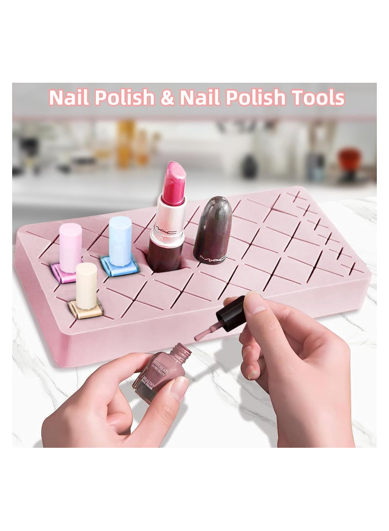SOLARAE Silicone Lipstick Storage Box, 3 Pcs Makeup Brush Organizer Display Stand Eye Shadow Brush Eyebrow Pencil Holder, Large 18 Grids Cosmetic Desktop Storage - Image 2