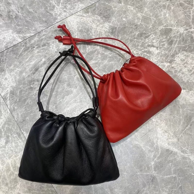 2025 Hobo Cloud Bag Women's Handbag Genuine Sheep Leather Drawstring Shoulder Bag - Image 4