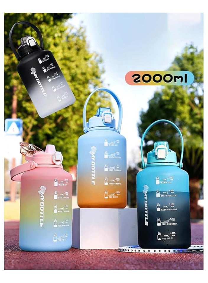 Generic Hydrate in Style with our 2000ml Gradient Color Silicone Water Bottle - Large Capacity, Detachable Straw, Portable, and Perfect for Outdoor Adventures - Image 4