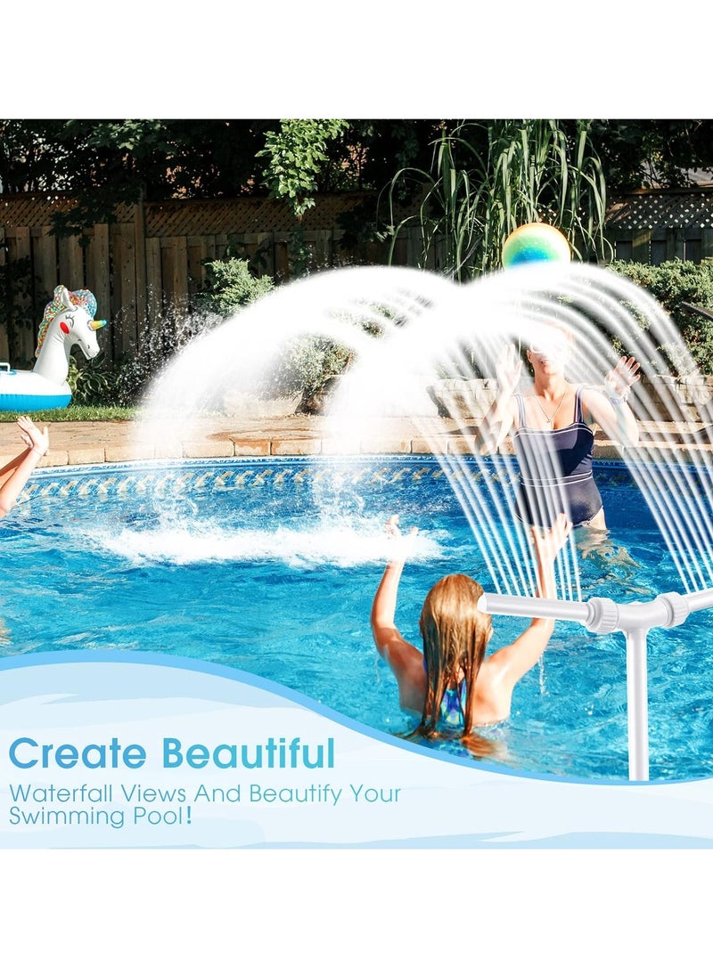Water Fountain Dual Spray Adjustable Swimming Pool Waterfall with Adapter Aerator Fountains for Above Inground Pools Spa Cool Warm Temperatures (Classic Style) White