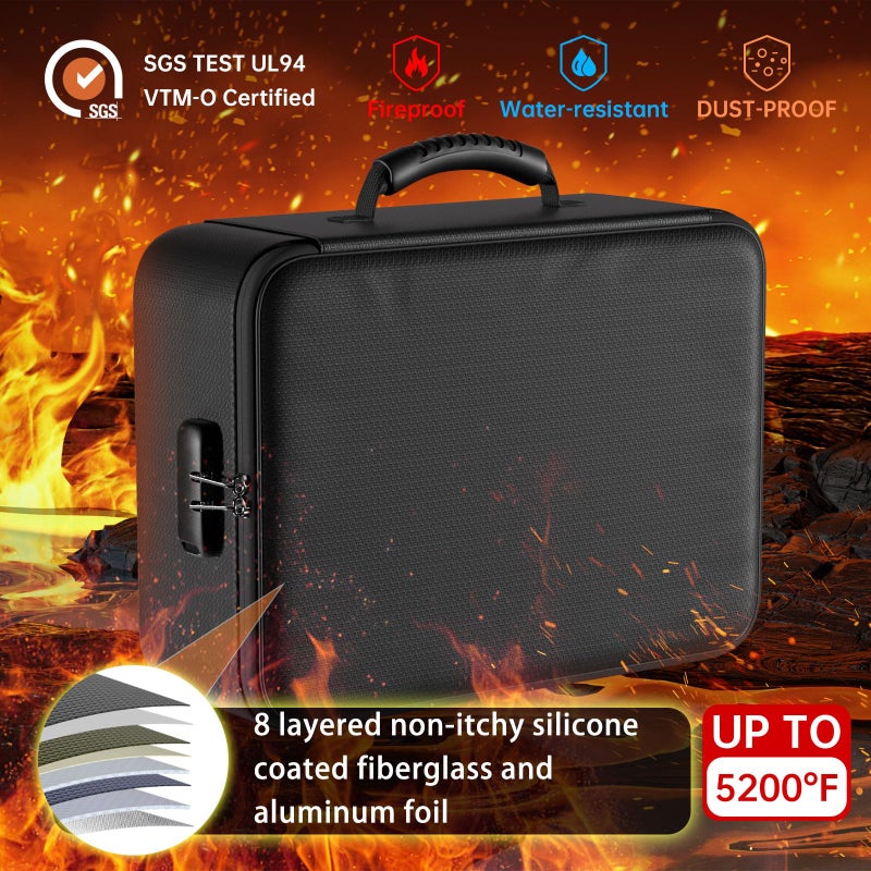 DocSafe 5200Â°F Document Organizer with Lock, Upgraded Heat Insulated Fireproofï¼†Water-Resistant Box 8 Layers File Organizer, Portable Home Travel Safe Storage for Important Documents and More - Image 2