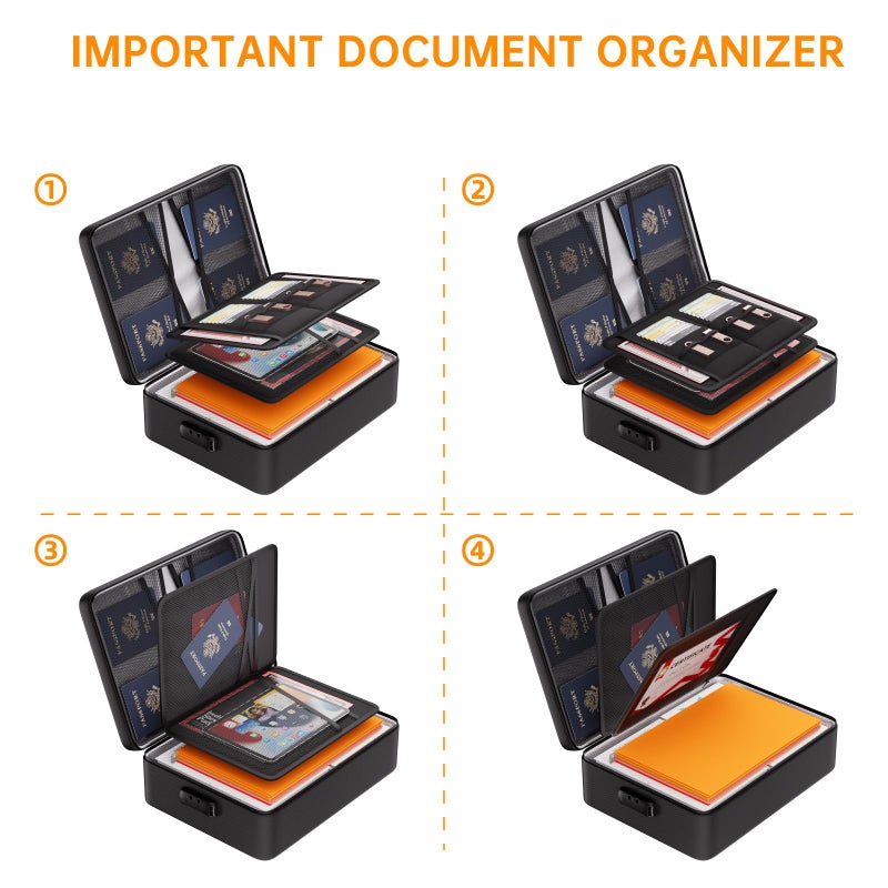 DocSafe 5200Â°F Document Organizer with Lock, Upgraded Heat Insulated Fireproofï¼†Water-Resistant Box 8 Layers File Organizer, Portable Home Travel Safe Storage for Important Documents and More - Image 5