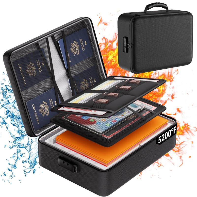 DocSafe 5200Â°F Document Organizer with Lock, Upgraded Heat Insulated Fireproofï¼†Water-Resistant Box 8 Layers File Organizer, Portable Home Travel Safe Storage for Important Documents and More - Image 1