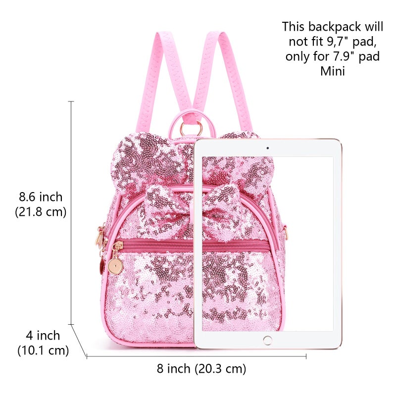 KL928 Girls Bowknot Polka Dot Cute Mini Backpack Small Daypacks Convertible Shoulder Bag Purse for Women (Pink) - Image 2
