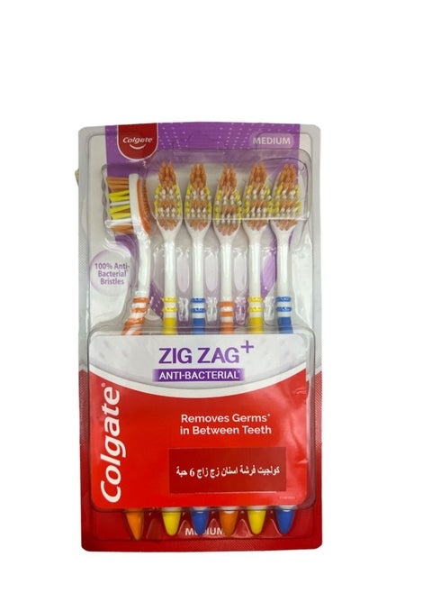 Zig Zag Toothbrush, a set of 6 pieces, multi-colored
