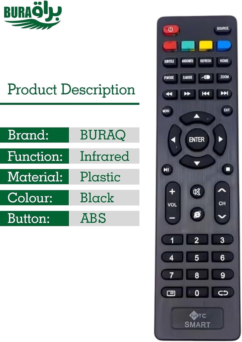 MTC Receiver Remote - Replacement Remote Control Compatible For MTC Satellite Receiver - Black - Image 1