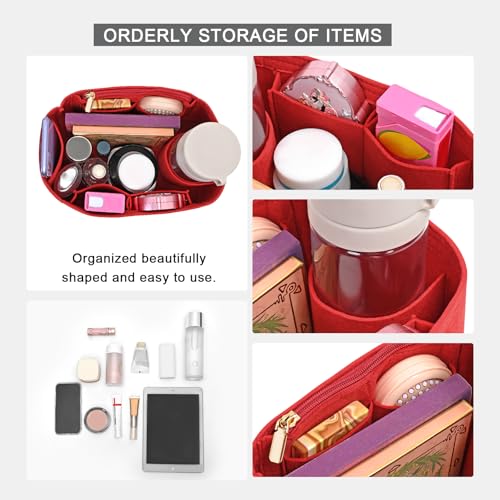 LOUKAYCCI Purse Organizer Inserts for Speedy 30 Felt Purse Inserts HandBag and Tote bag Neverful Organizer Insert (Red,Large) - Image 5