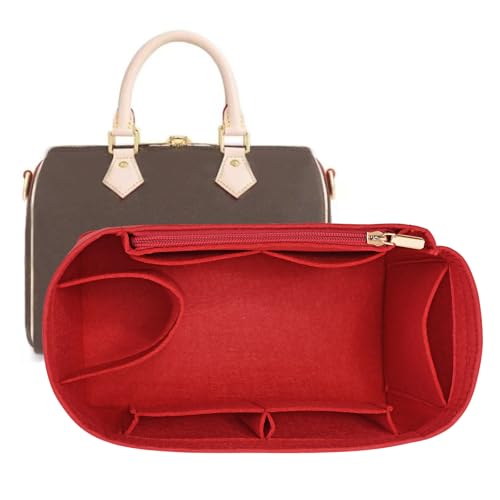 LOUKAYCCI Purse Organizer Inserts for Speedy 30 Felt Purse Inserts HandBag and Tote bag Neverful Organizer Insert (Red,Large) - Image 1