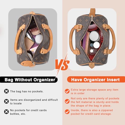 LOUKAYCCI Purse Organizer Inserts for Speedy 30 Felt Purse Inserts HandBag and Tote bag Neverful Organizer Insert (Red,Large) - Image 4