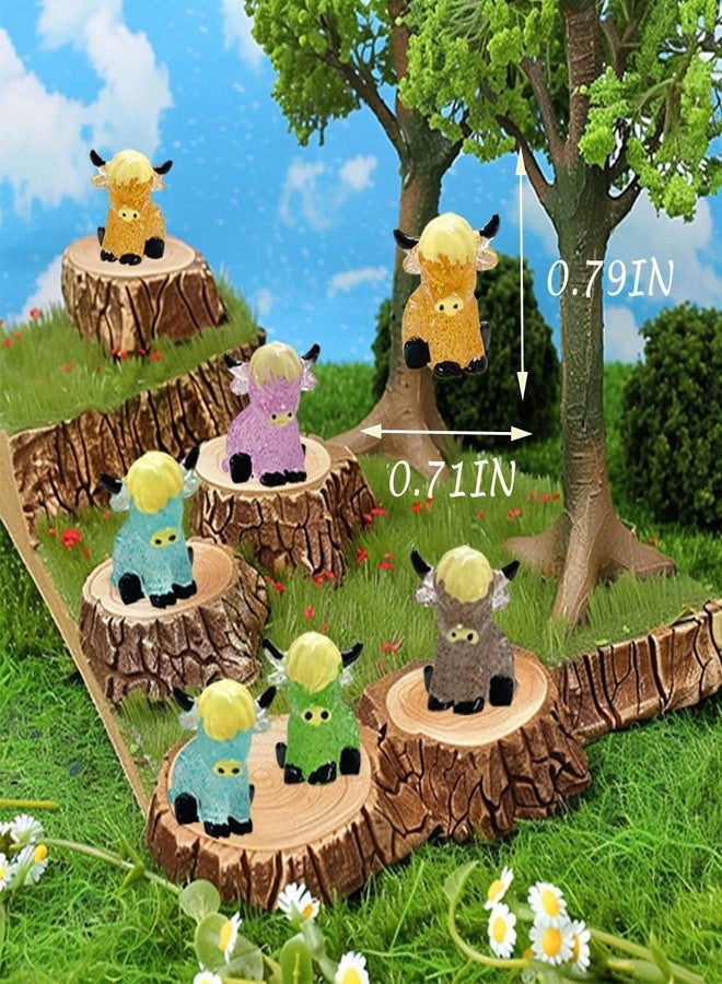 AWEELON 60 Pcs Mini Highland Cows Figurine Glitter Cute Highland Cow Statues Highland Cow Decor Handmade Resin Cow Sculpture Ornament for Decorations Home Bathroom Kitchen Garden Office Desk - Image 2