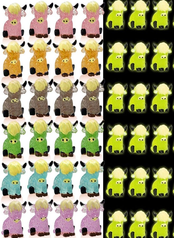 AWEELON 60 Pcs Mini Highland Cows Figurine Glitter Cute Highland Cow Statues Highland Cow Decor Handmade Resin Cow Sculpture Ornament for Decorations Home Bathroom Kitchen Garden Office Desk - Image 1