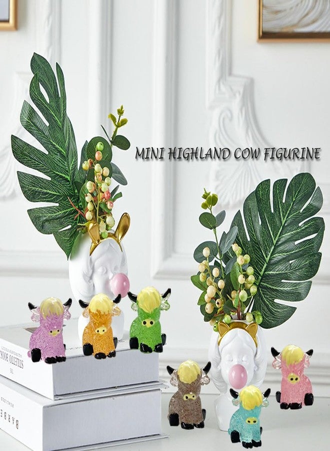 AWEELON 60 Pcs Mini Highland Cows Figurine Glitter Cute Highland Cow Statues Highland Cow Decor Handmade Resin Cow Sculpture Ornament for Decorations Home Bathroom Kitchen Garden Office Desk - Image 4