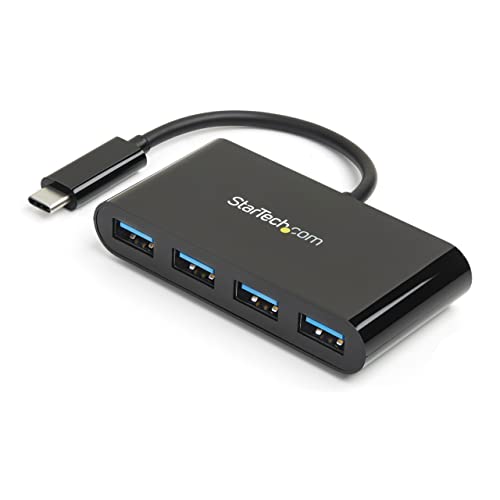 Startech.com StarTechcom 4Port USBC Hub Portable USBC to 4x USBA Hub BusPowered USB 30 5Gbps TypeC Hub USB 30 Port Expander HB30C4AB - Image 1