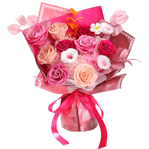 Lovenfold Flowers for Delivery Birthday Flowers Gift for Her,Preserved Flowers Bouquet 12 Roses Mixed Bouquet,Rose Gifts for Women Mom Grandma(Mixed 12 Pink-A Roses) - Image 1