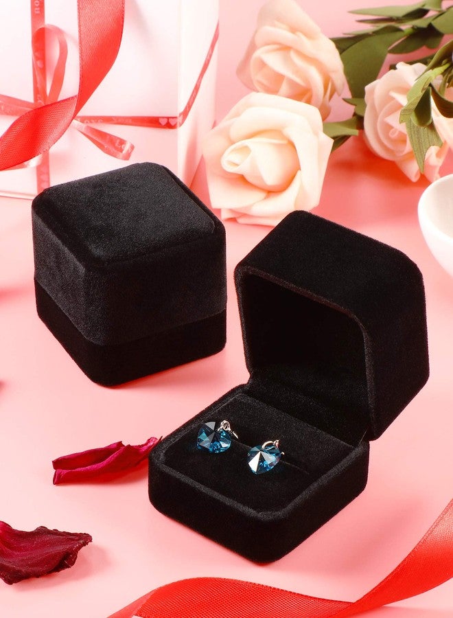 Zhanmai 12 Pcs Christmas Velvet Ring Box Jewelry Box Earring Jewelry Case Gift Boxes for Xmas Women Wedding Engagement Birthday Anniversary Valentines Day 2.12 x 1.77 x 2 Inch(Black) - Image 2