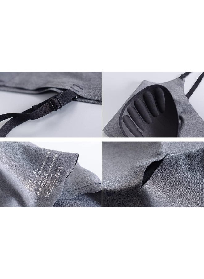 Rubik سوتيان نسائي بدون خياطة، سوتيان مقاوم للصدمات بدون أسلاك من حرير الثلج مع وسادات قابلة للإزالة للرياضة واليوغا والتمارين والجري والنوم والارتداء اليومي (X-Large، أزرق) - Image 5