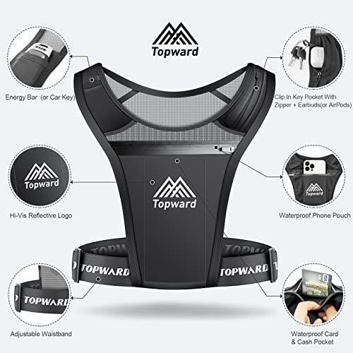 Topward Running Phone Holder Vest for Men Women Jogging Walking Exercise & Gym Workout. Waterproof Chest Pack for All Smartphones - Image 2