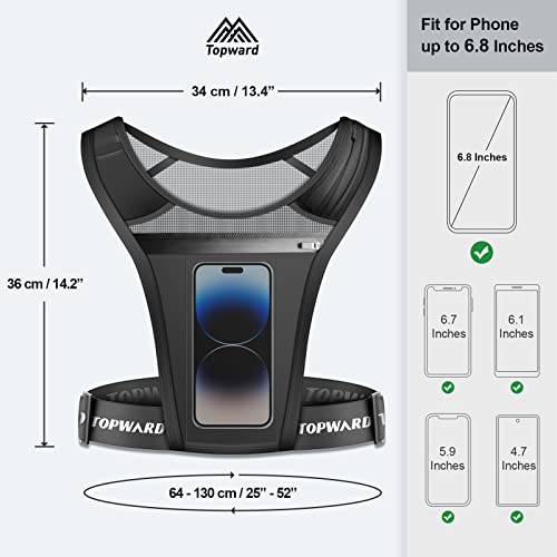 Topward Running Phone Holder Vest for Men Women Jogging Walking Exercise & Gym Workout. Waterproof Chest Pack for All Smartphones - Image 4