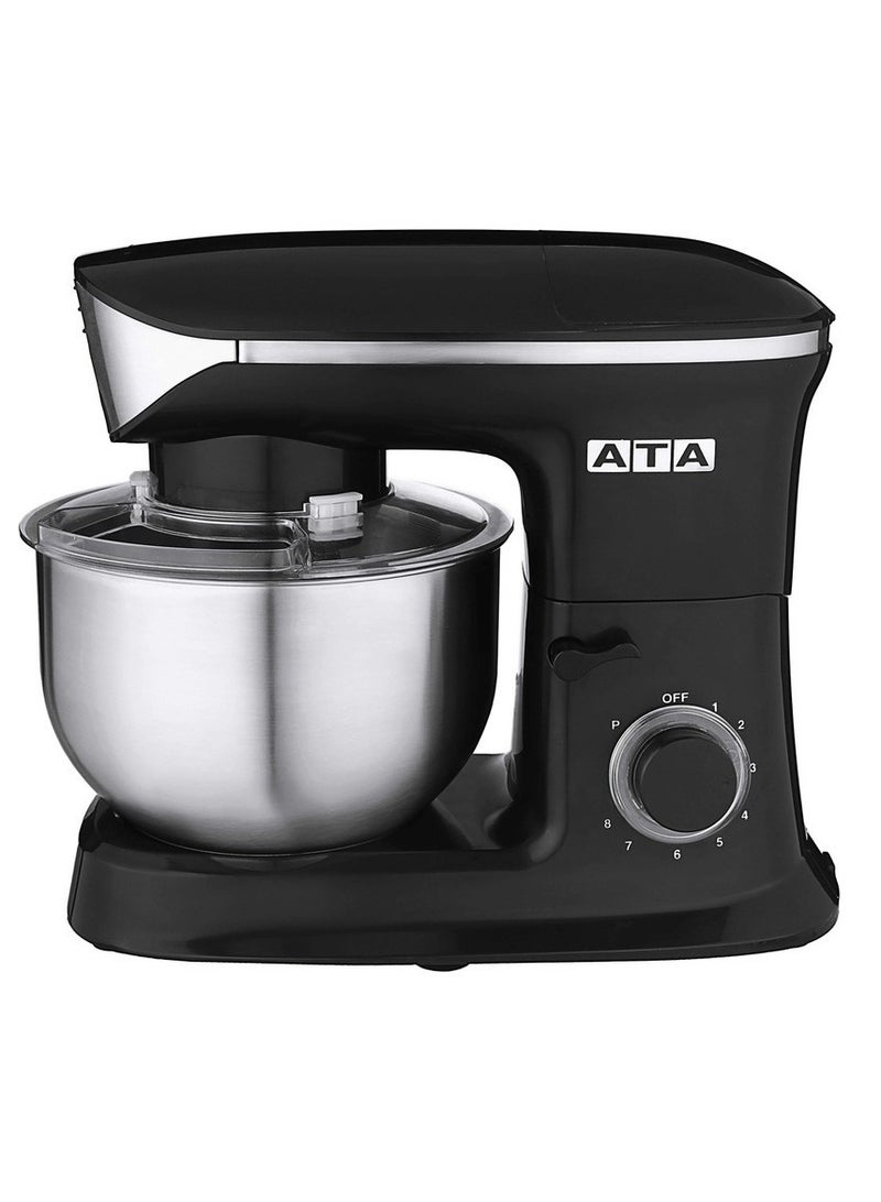 ATA Stand Mixer, 6 L, 2000 Watt, Stainless Steel Bowl,Black Silver