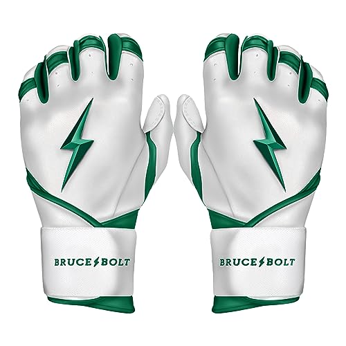 BRUCE BOLT Chrome Series Long Cuff Green Batting Glove Green Youth Medium - Image 1