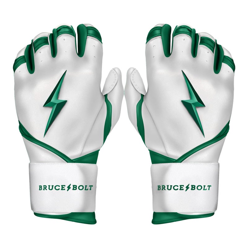 BRUCE BOLT Chrome Series Long Cuff Green Batting Glove Green Youth Medium - Image 2