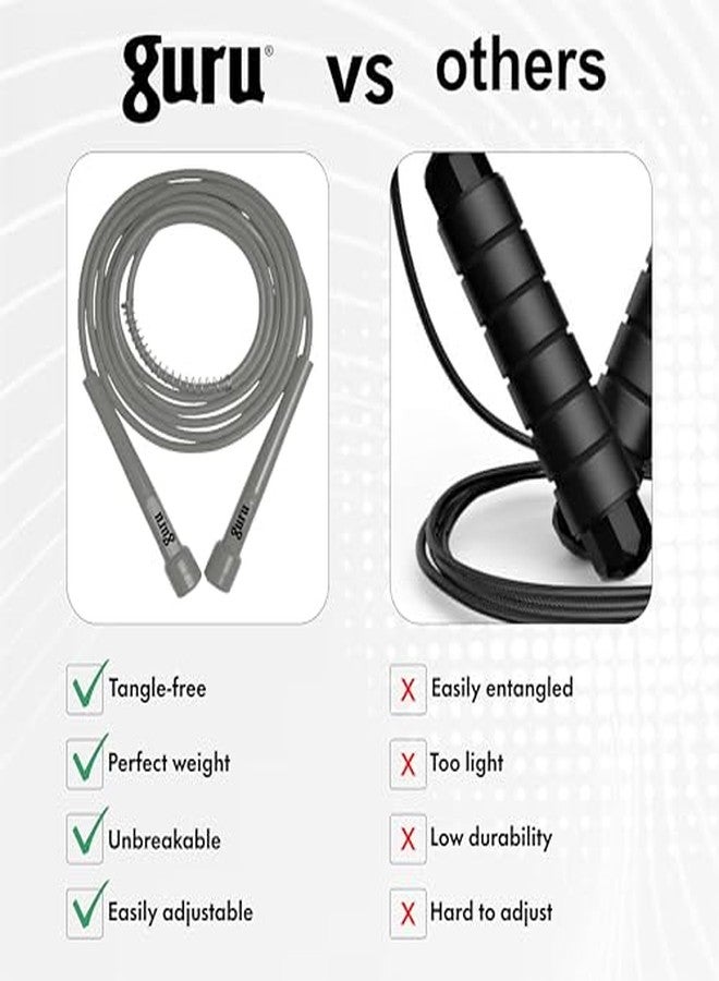 GURU Skipping Rope, Grey Adjustable Jumping Rope For Men & Women & For Kids Ideal For Gym/Exercise Rope For Workout - Image 4