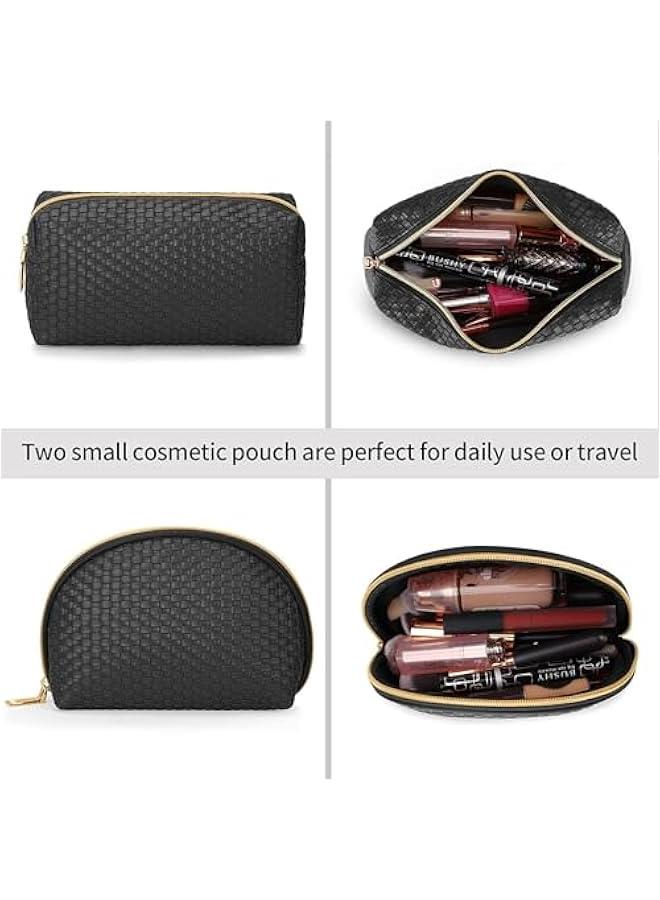 HOOKOR Makeup Bag 3 Pcs Waterproof Cosmetic Bag Set Portable Travel Cosmetic Bag Multifunction Organizer Storage Bag Weave Toiletry Bag for Women and Girls, Black - Image 3