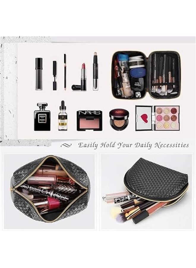 HOOKOR Makeup Bag 3 Pcs Waterproof Cosmetic Bag Set Portable Travel Cosmetic Bag Multifunction Organizer Storage Bag Weave Toiletry Bag for Women and Girls, Black - Image 5