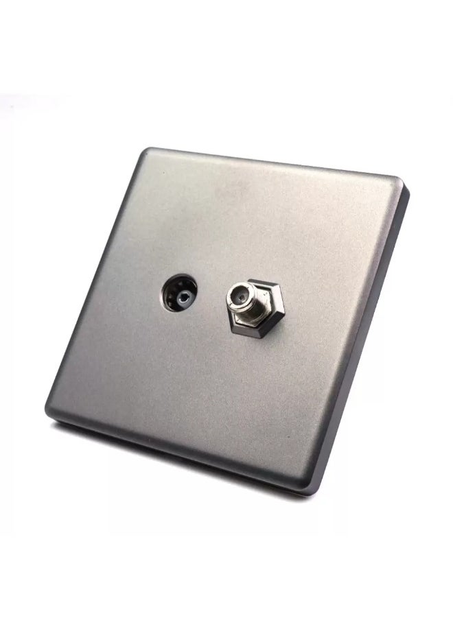 Elitco Elitco - 1 Gang TV Satellite Socket (3 x 3 inches) Grey Color, 6.5mm. Minimal Thickness, Smooth, Wear Resistance, Elegant & Beautiful 