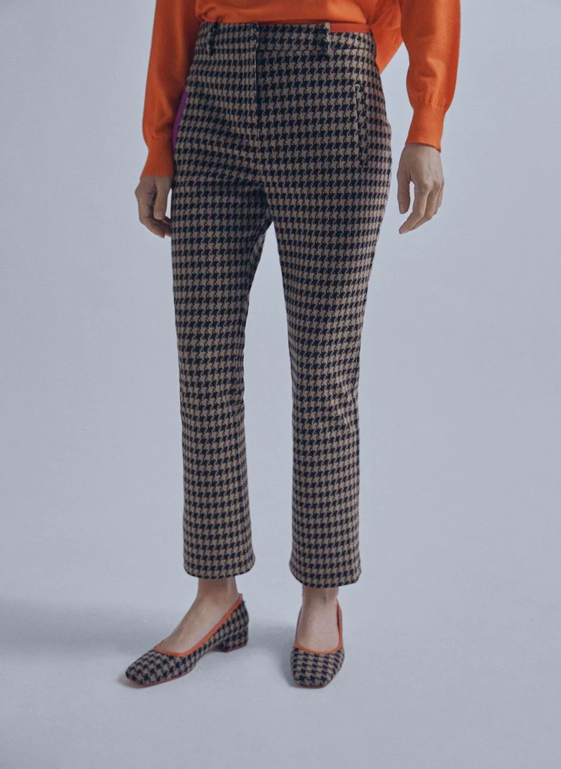 Lola Casademunt Kick flare leg houndstooth trousers
