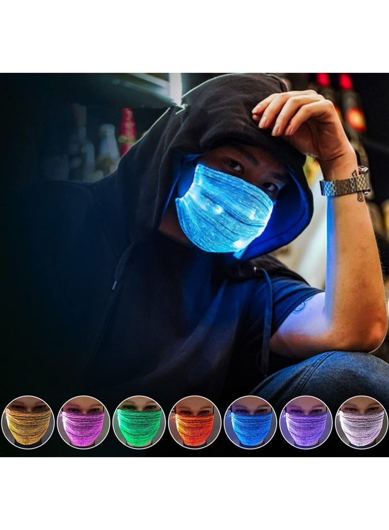 قناع وجه يضيء بـ 7 ألوان LED يعمل عبر USB، قناع غبار مضيء لديكور حفلات الهالوين والكريسماس والمناسبات. - Image 5