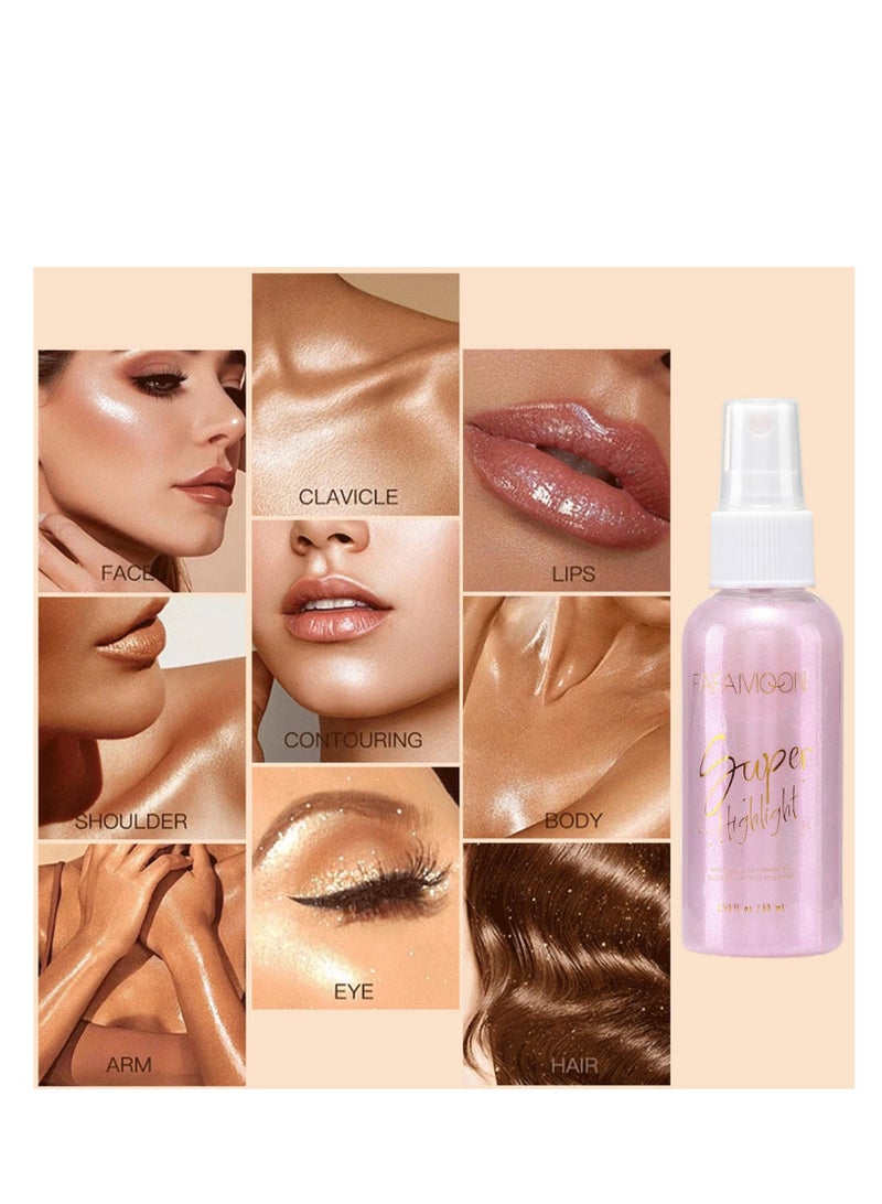 SYOSI Body Shimmer Spray - Body Glitter Spray for Hair and Face | High Gloss Body Glitter Spray Portable Shimmer Body Spray for Hair Face - Image 3