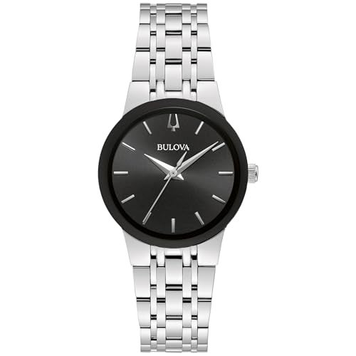 Bulova Ladies Modern Stainless Steel 3Hand Quartz Watch Black Dial Style 96L299 - Image 1