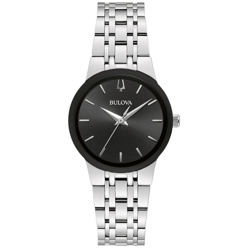 Bulova Ladies Modern Stainless Steel 3Hand Quartz Watch Black Dial Style 96L299 - Image 2