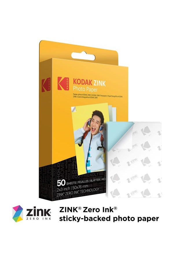 Zink Zink KODAK 2"x3" Premium Photo Paper (50 Sheets) Compatible with KODAK Smile, KODAK Step, PRINTOMATIC, 50 count (Pack of 1)  - Image 2