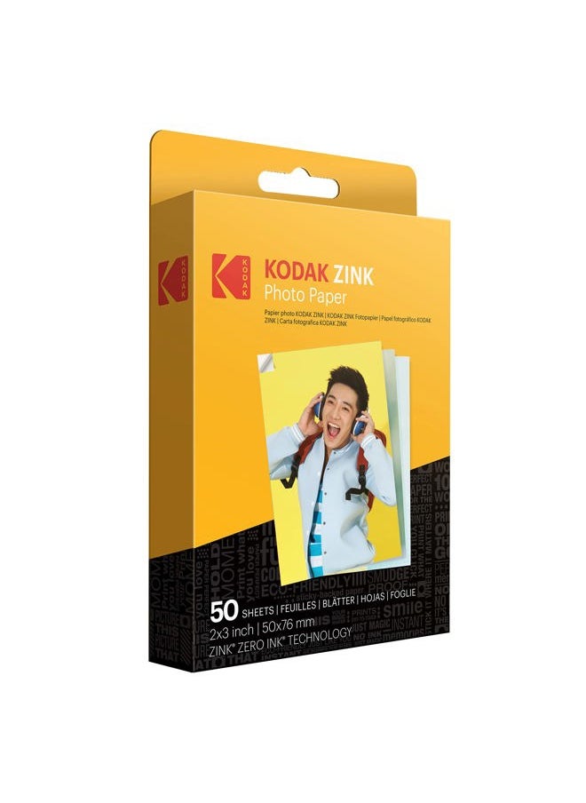 Zink Zink KODAK 2"x3" Premium Photo Paper (50 Sheets) Compatible with KODAK Smile, KODAK Step, PRINTOMATIC, 50 count (Pack of 1)  - Image 1