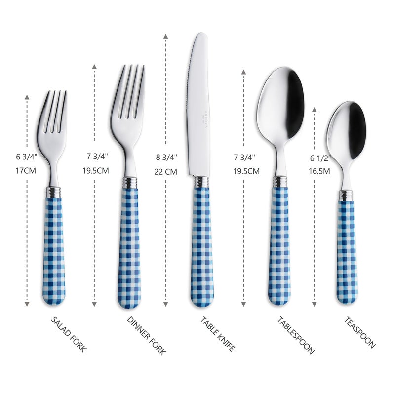 ANNOVA Silverware Set Stainless Steel Colorful Tableware Kitchen Flatware Set Utensils, Includes Dinner Knives, Forks, Spoons, Salad Forks & Dessert Spoons (Dark Blue/Checkered, 20 Pieces) - Image 4