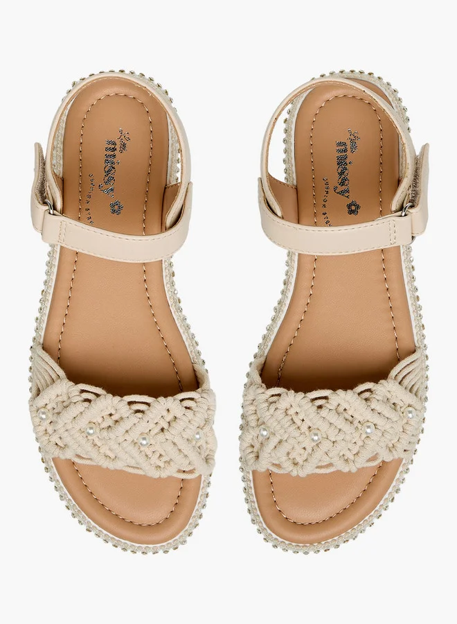 Little Missy White Girls Hook and Loop Sandals for Women | Best Price UAE
