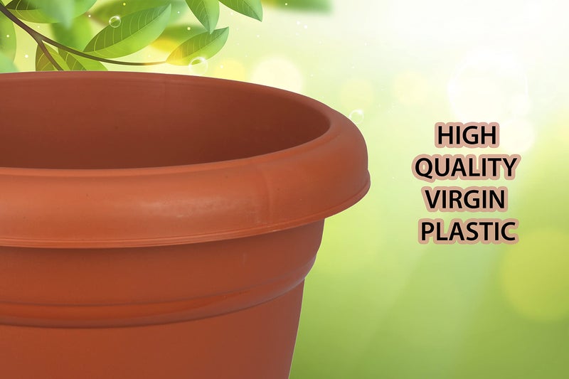 Halsey® Round Virgin Plastic Modern Design Durable Plastic Plant Pot for Gardening (Pack of 4) (Large (12 X 14 INCH)) - Image 5