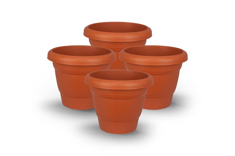 Halsey® Round Virgin Plastic Modern Design Durable Plastic Plant Pot for Gardening (Pack of 4) (Large (12 X 14 INCH)) - Image 1