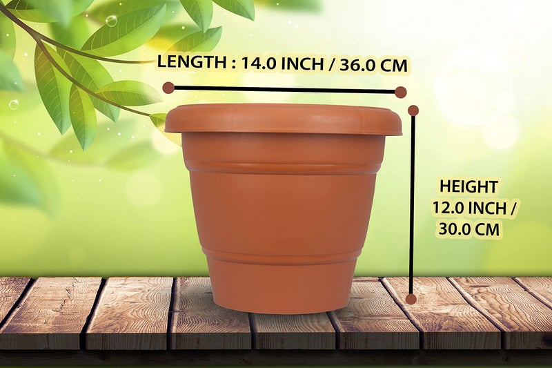 Halsey® Round Virgin Plastic Modern Design Durable Plastic Plant Pot for Gardening (Pack of 4) (Large (12 X 14 INCH)) - Image 2