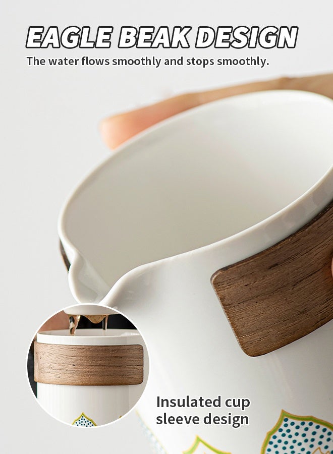 طقم شاي سيراميك محمول مع إبريق شاي، علبة شاي، أكواب وصينية، طقم قهوة ماتشا جاهز للسفر والهدايا - Image 5