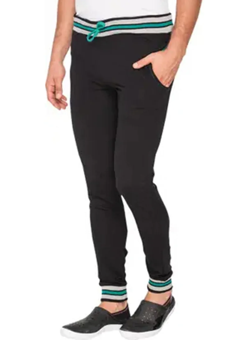 Campus Sutra Men's Midnight Black Block-Knit Trackpants