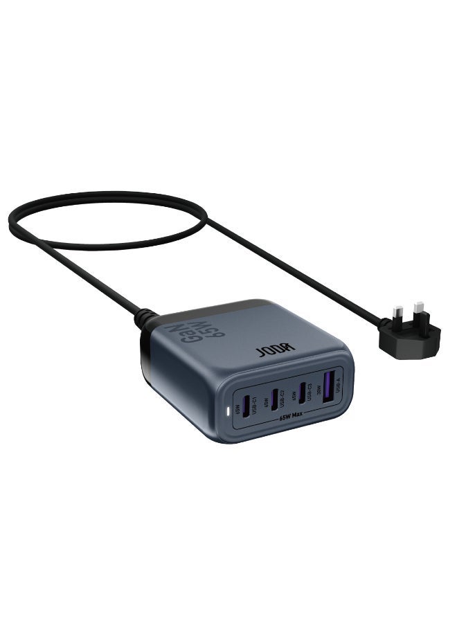 جودا شاحن سطح مكتب سريع JODA Voltix 65W GaN – مركز شحن USB 4 منافذ لشحن سريع ⚡ | شاحن سريع عالمي للهواتف، أجهزة اللابتوب، الأجهزة اللوحية، وأكثر 🔌📱💻 | تقنية GaN لتوصيل طاقة فعّالة - Image 2