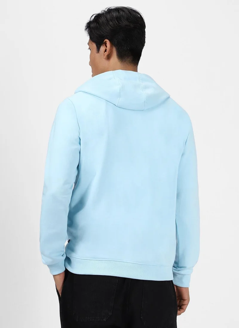 Urbano Fashion  Urbano Fashion Men's Light Blue Cotton Solid Button Hooded Neck Sweatshirt for Men | Best Price UAE