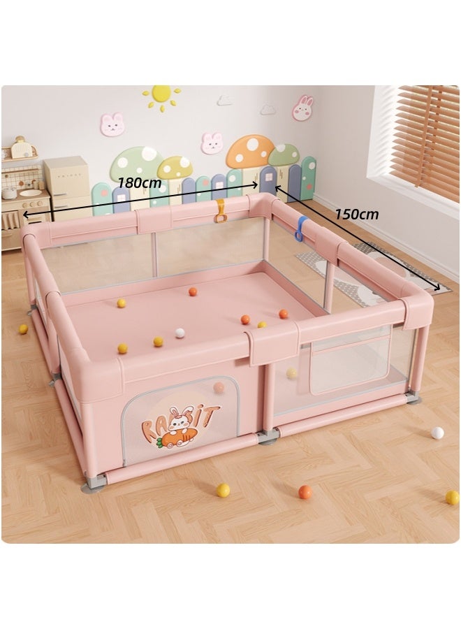 الدليبن حظيرة لعب للأطفال قابلة للطي، سياج أمان داخلي للزحف للأطفال، ساحة لعب للأطفال الرضع والأطفال الصغار، مركز أنشطة للأطفال الرضع داخل المنزل وخارجه مع 60 قطعة من كرات المحيط، حلقتي سحب لليدين، قاعدة مضادة للانزلاق، شبكة ناعمة قابلة للتهوية، 150 × 180 سم (وردي) - Image 2