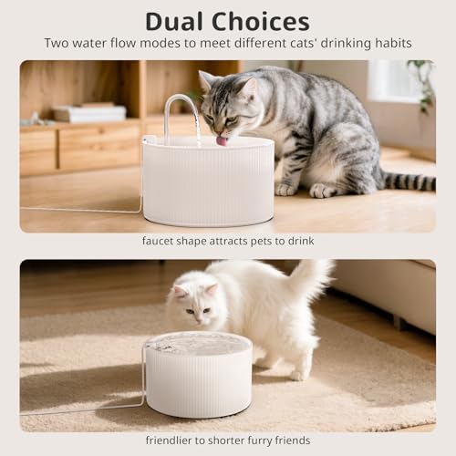 Waatoos Ceramic Cat Water Fountain, 2.2L/74oz Cupcake Pet Water Fountain for Cats and Dogs, Automatic Pet Drinking Fountain,Double Filtration System, Easy to Clean (White) - Image 4