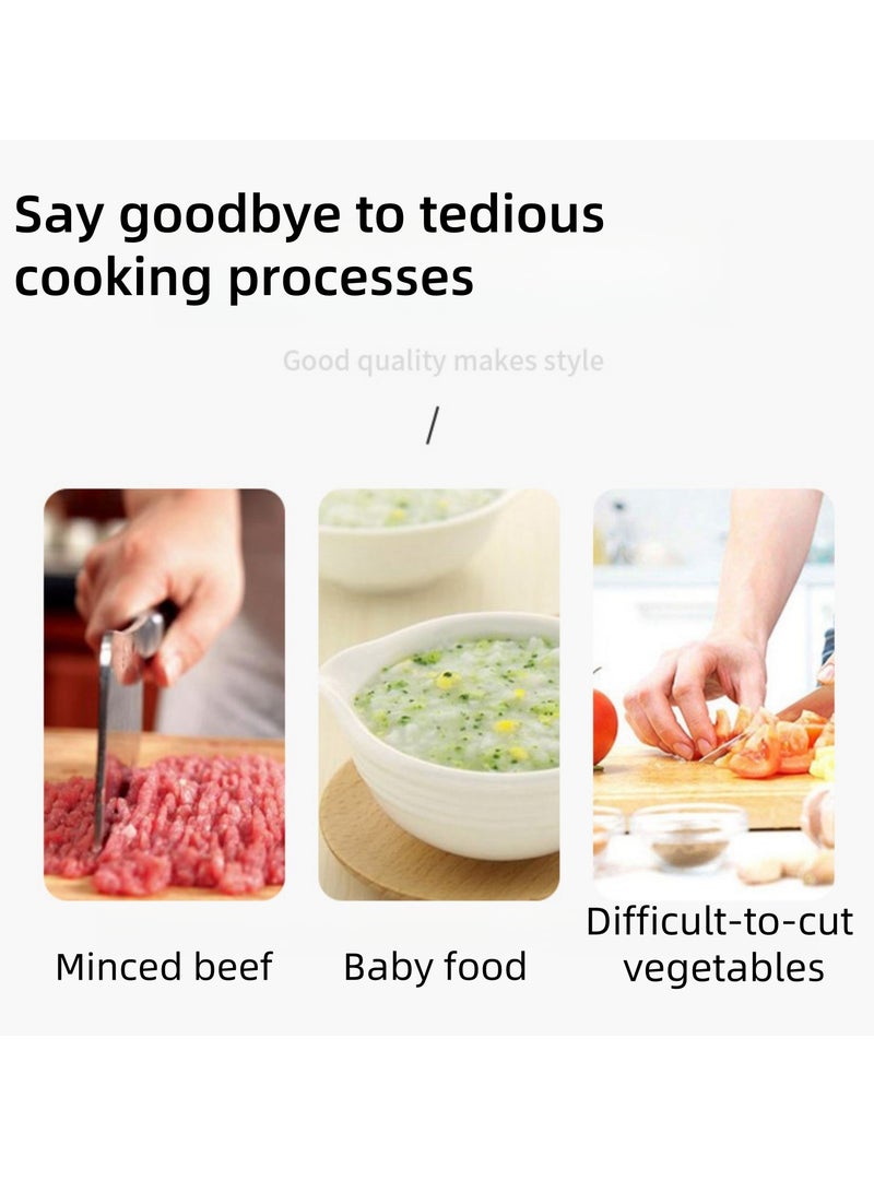 NOVOLAN Handheld Garlic Masher Manual Meat Grinder, Manual Food Processor, Chop Vegetables, Grind Meat, Make Baby Food, Puree Fruits, Anti-Slip Silicone Mat, Detachable & Easy To Clean, 500ml Capacity - Image 2