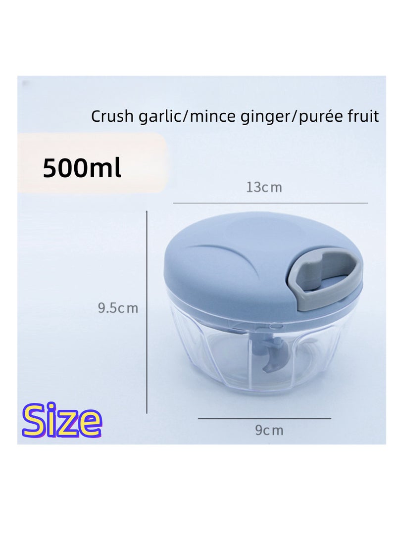 NOVOLAN Handheld Garlic Masher Manual Meat Grinder, Manual Food Processor, Chop Vegetables, Grind Meat, Make Baby Food, Puree Fruits, Anti-Slip Silicone Mat, Detachable & Easy To Clean, 500ml Capacity - Image 3